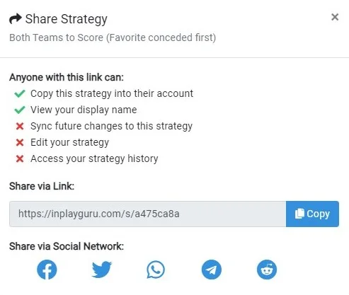 Sharing options for strategies and what they can modify.