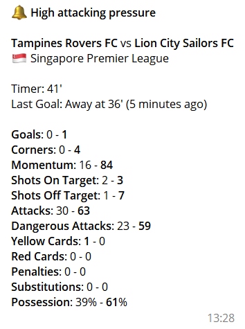 mobile alert telegram picked soccer match
